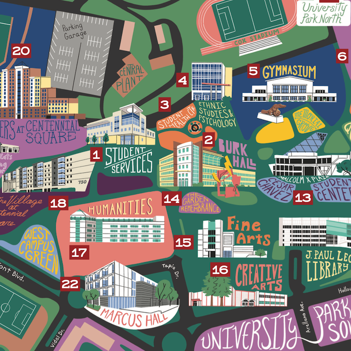 map of campus for a self-guided tour